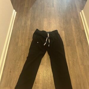 Figs Black cargo  Pants with White Drawstring